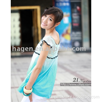 ladies dip-dye square neck tees